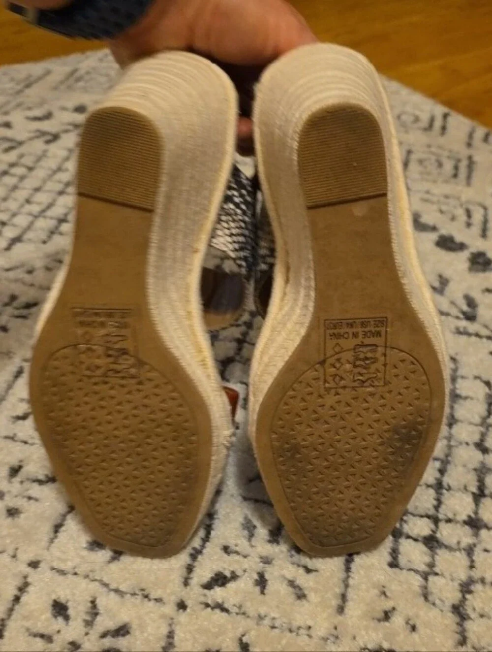 Qupid Womens Size 6 Tan Brown Snake-Print Wedge Sandals